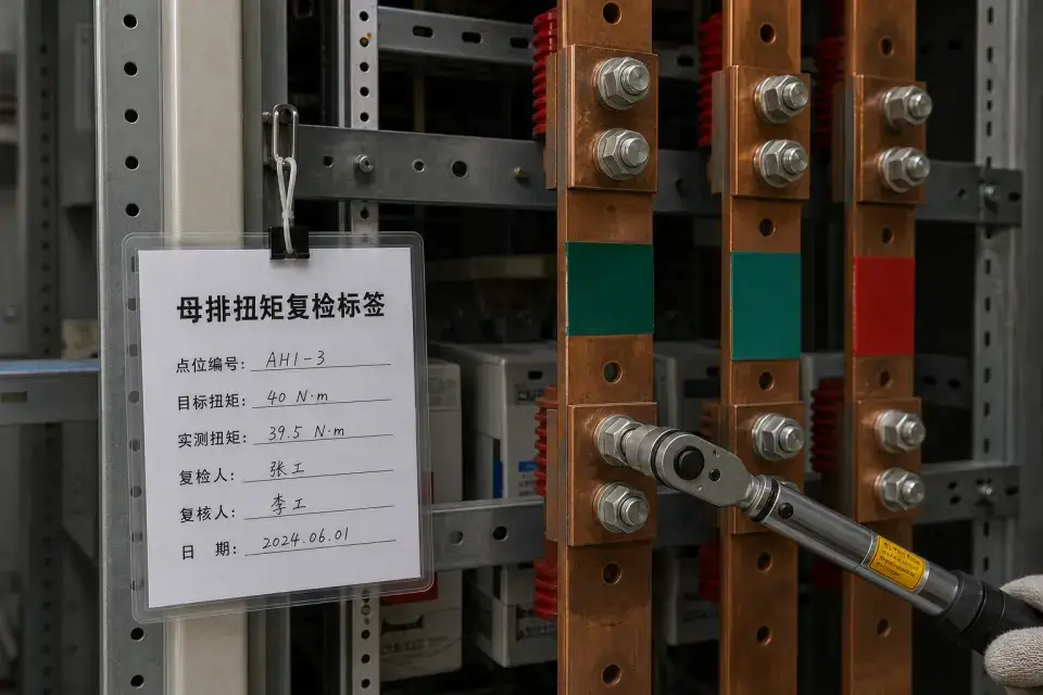 母排扭矩复检标签实拍参考图