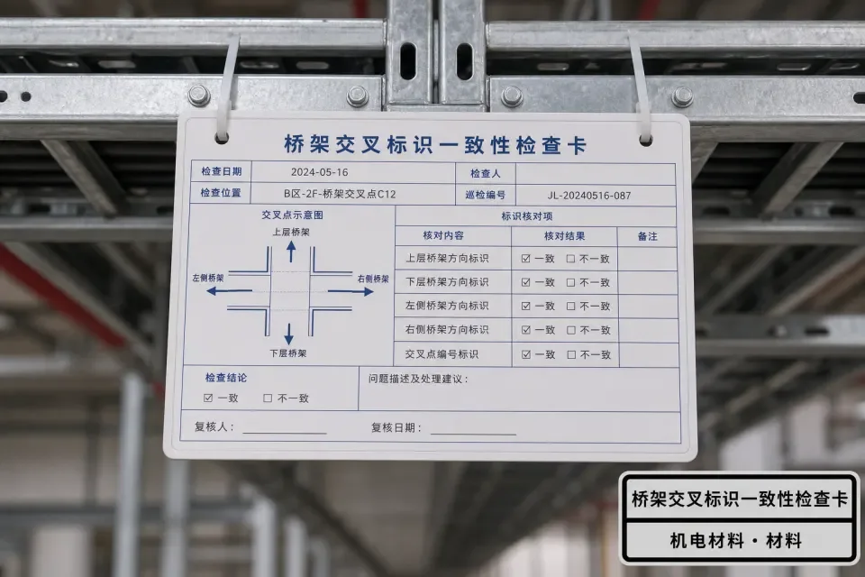 桥架交叉标识一致性检查卡实拍参考图