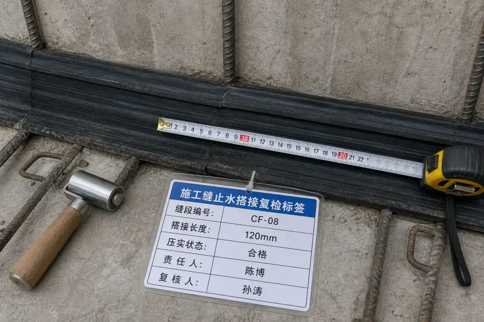施工缝止水搭接复检标签实拍参考图