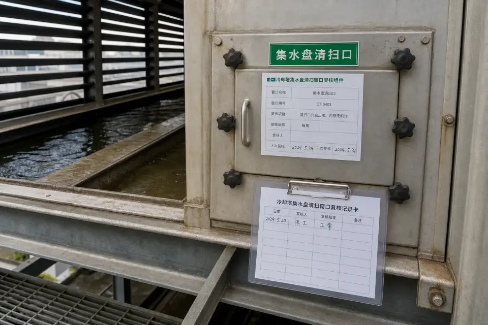 冷却塔集水盘清扫窗口复核组件实拍参考图