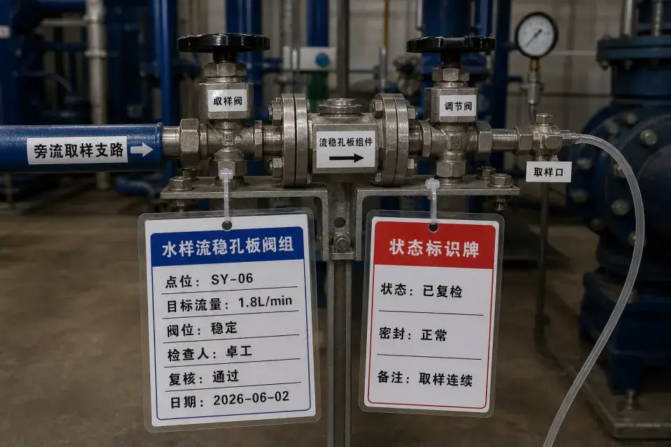 冷却水旁流水样流稳孔板阀组实拍参考图