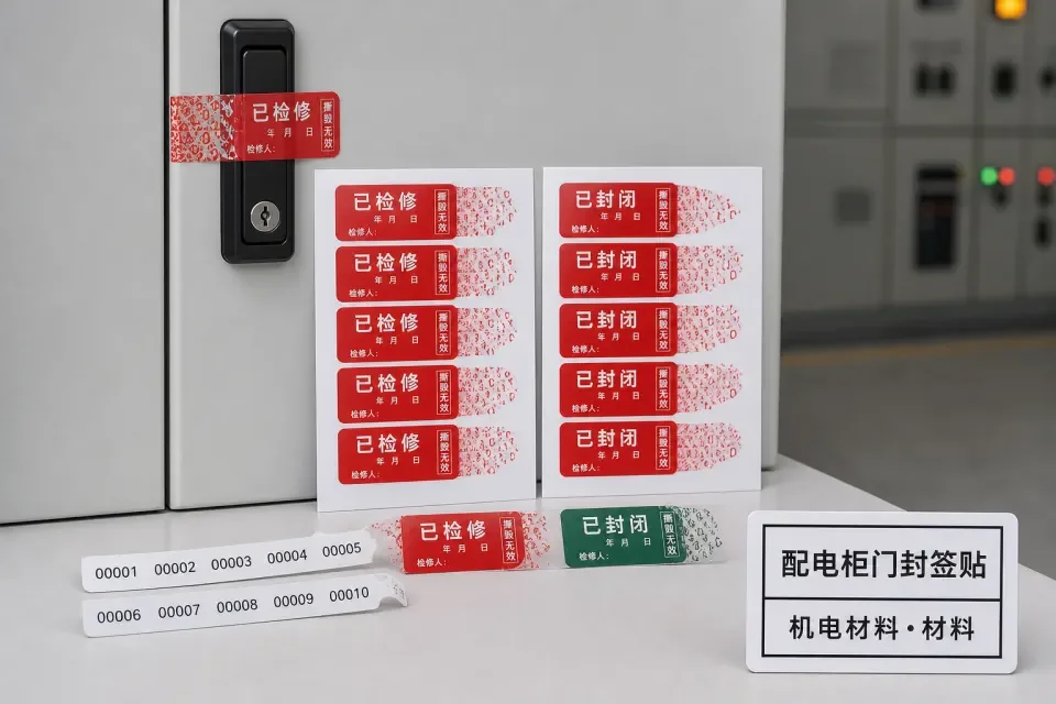 配电柜门封签贴实拍参考图