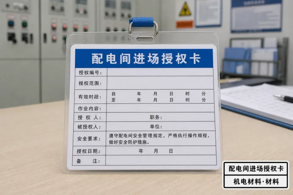 配电间进场授权卡实拍参考图