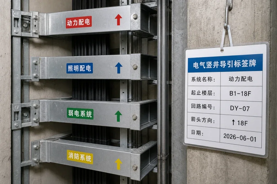 电气竖井导引标签牌实拍参考图