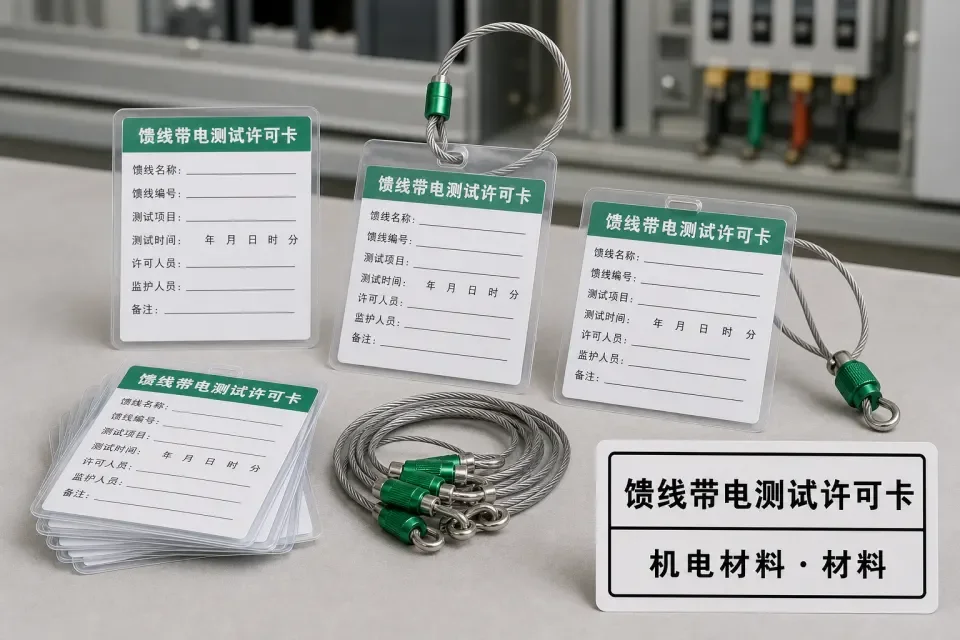 馈线带电测试许可卡实拍参考图