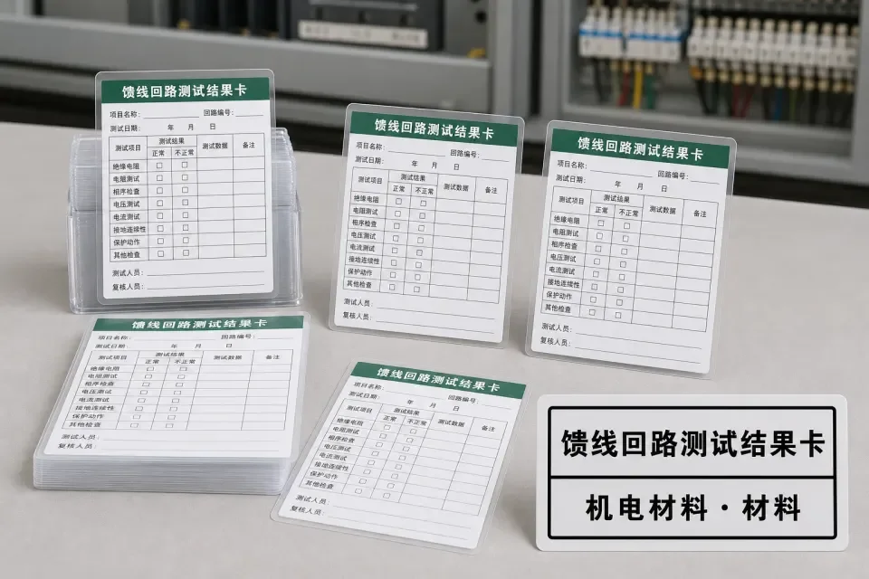 馈线回路测试结果卡实拍参考图