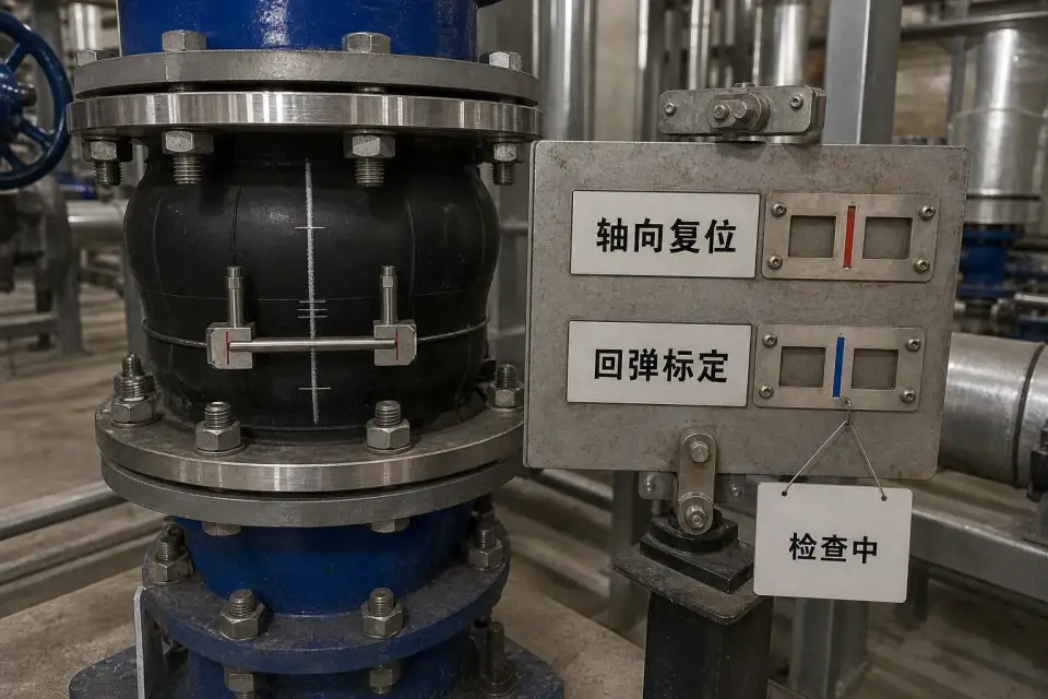 柔性接头轴压回弹标定现场实拍图（含中文标识牌）