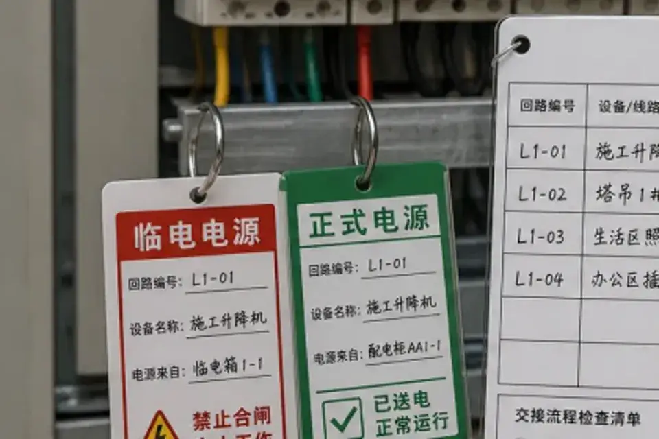 发电机临电接入挂牌实拍参考图