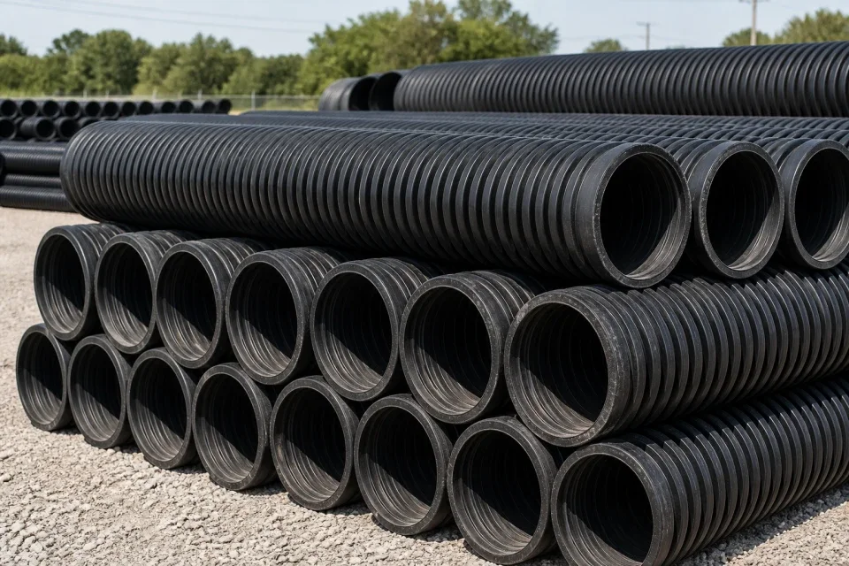 HDPE 波纹排水管堆场实拍参考图