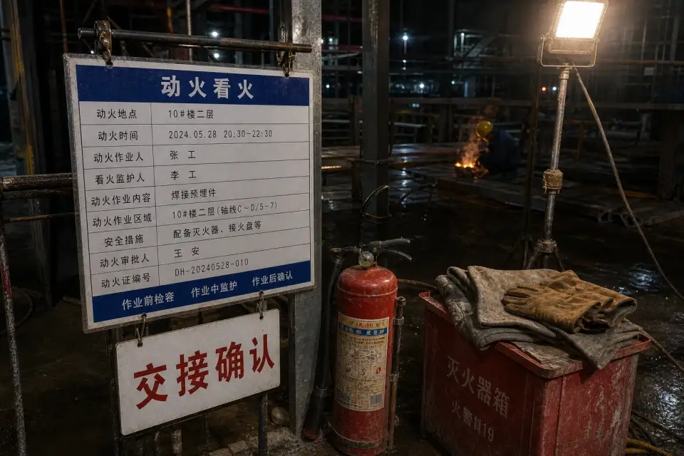 动火看火交接卡识别示意图（含中文标识）