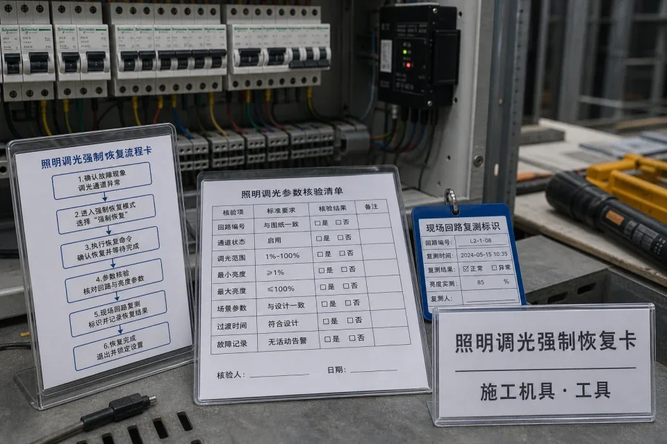 照明调光复位提示卡实拍参考图