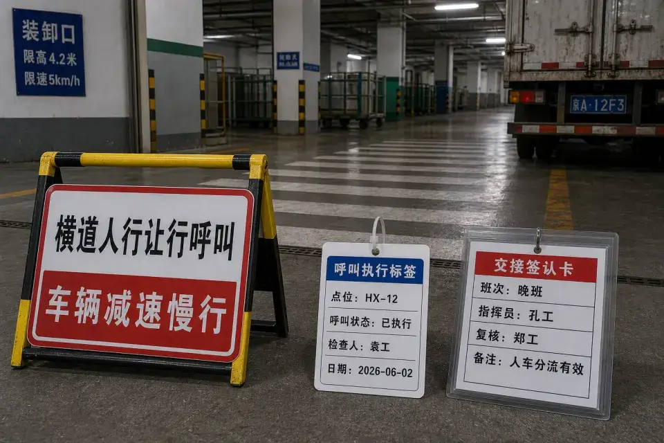 装卸口指挥人行横道让行呼叫标签套件实拍参考图