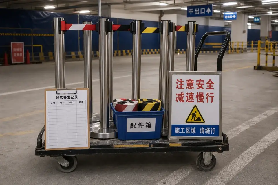 流动警示带立柱架班次补发套件实拍参考图