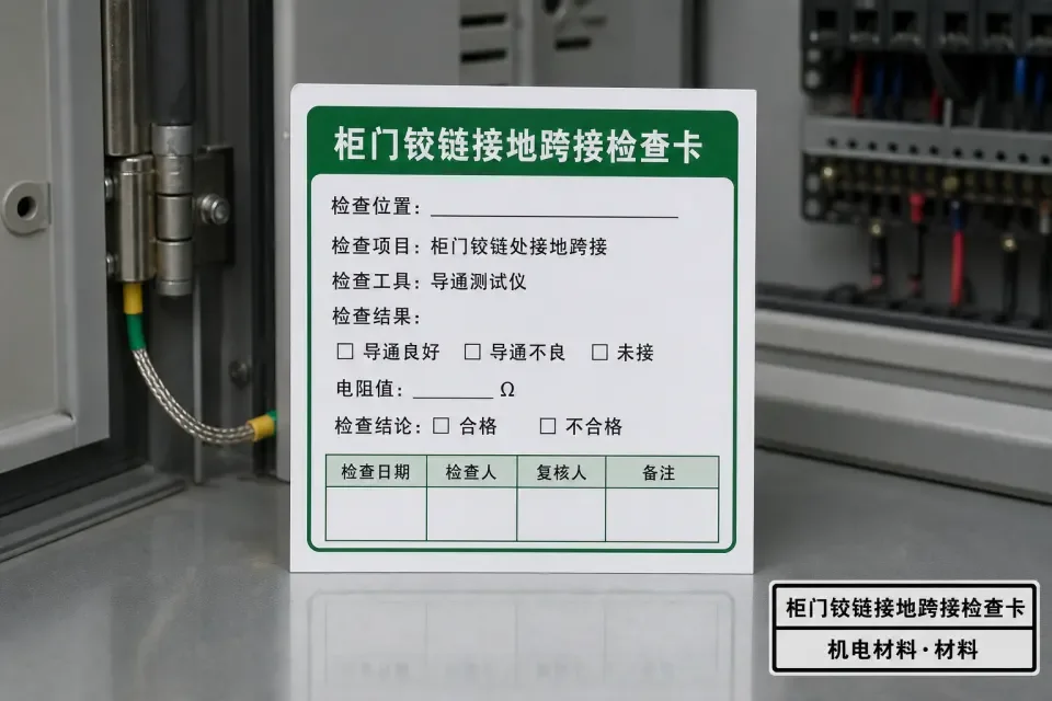 柜门铰链接地跨接检查卡实拍参考图