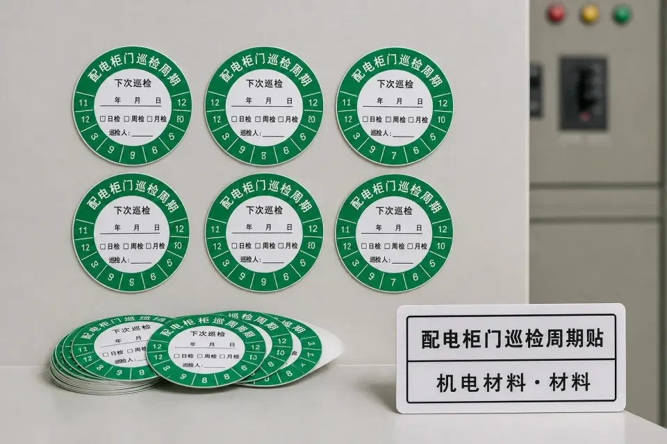 配电柜门巡检周期贴实拍参考图