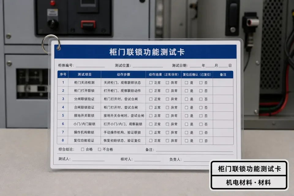 柜门联锁功能测试卡实拍参考图