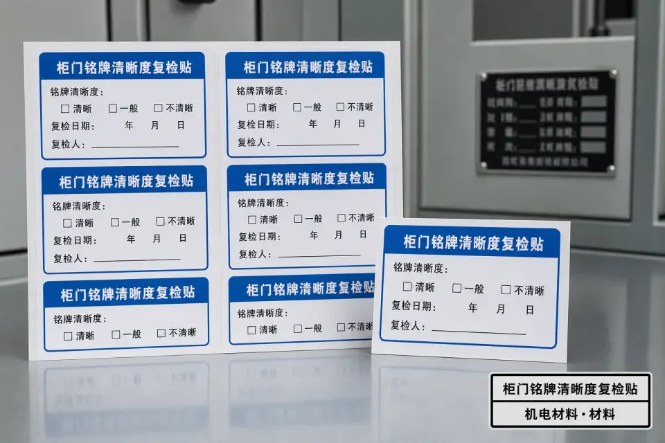 柜门铭牌清晰度复检贴实拍参考图