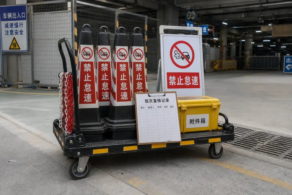 便携禁止怠速锥桶车班次复核套件实拍参考图