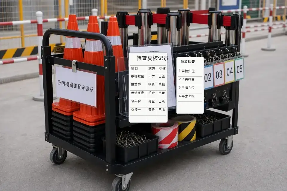 便携筛查待放分凹槽窗锥桶车班次复核套件实拍参考图