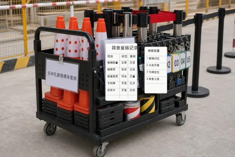 便携筛查待放分冲孔窗锥桶车班次复核套件实拍参考图