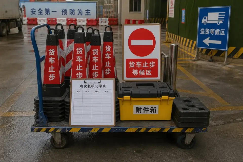 便携货车止步锥车班次复核套件实拍参考图