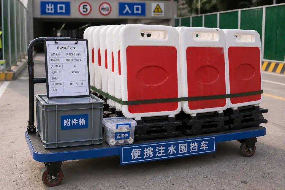 便携注水围挡车班次复核套件实拍参考图