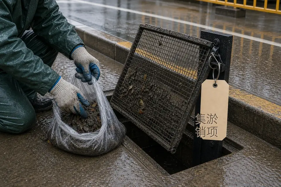 雨班排口滤网集淤销项标签套件实拍参考图