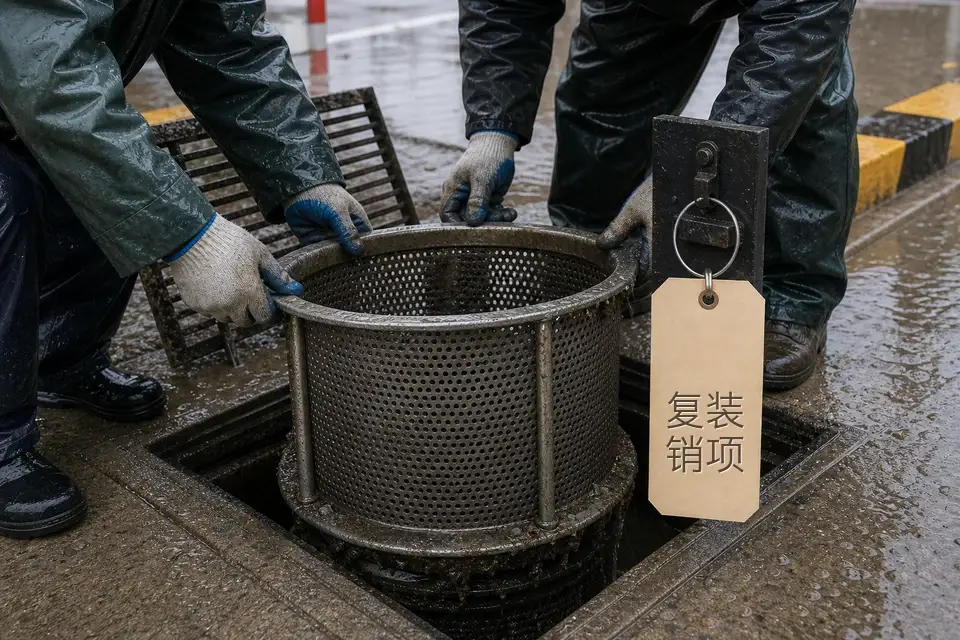 雨班排口集淤篮复装销项标签套件实拍参考图