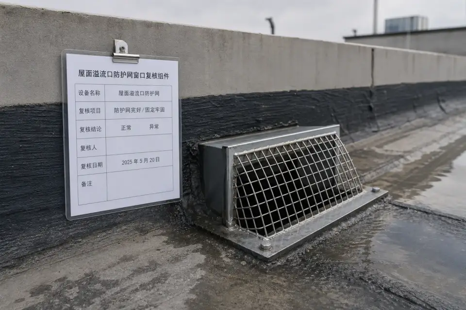 屋面溢流口防护网窗口复核组件实拍参考图