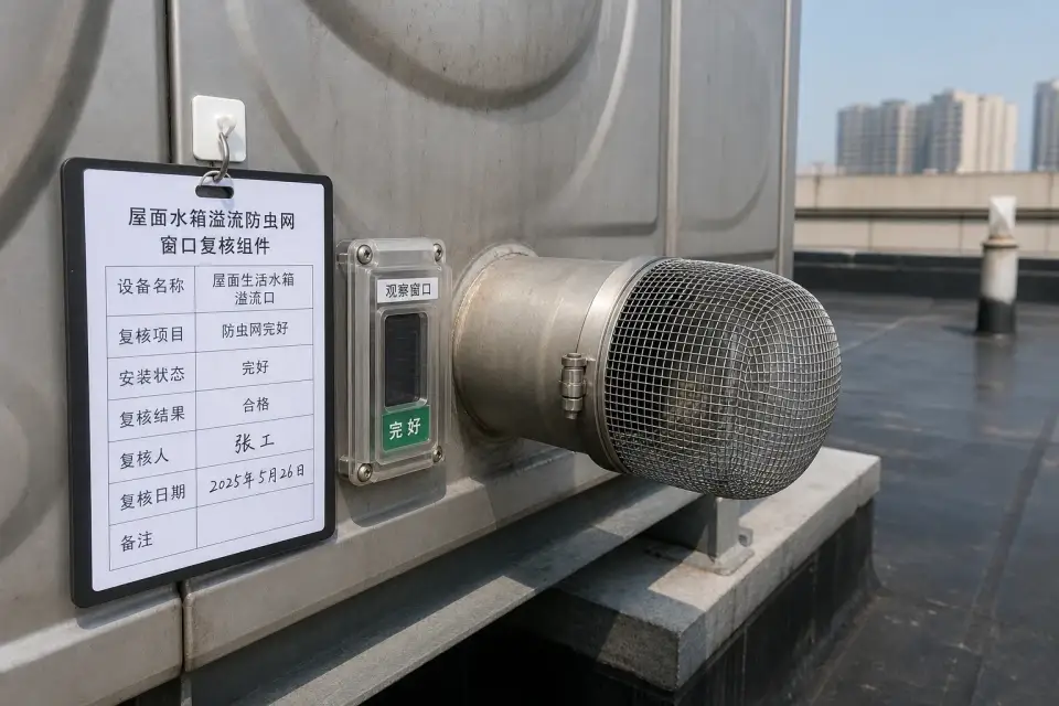 屋面水箱溢流防虫网窗口复核组件实拍参考图