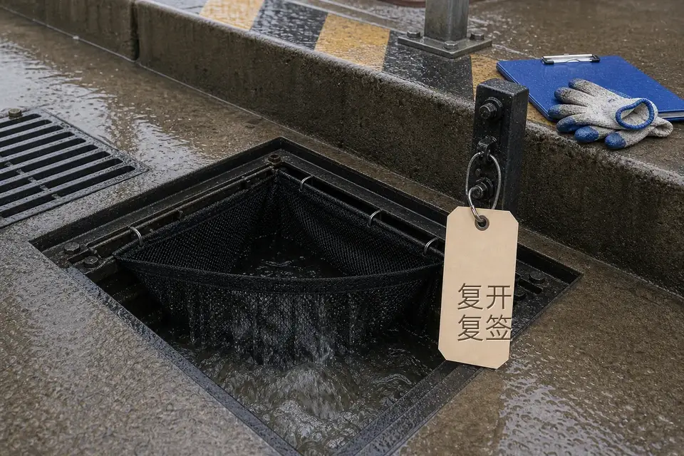 雨水井沉砂网复开复签标签套件实拍参考图