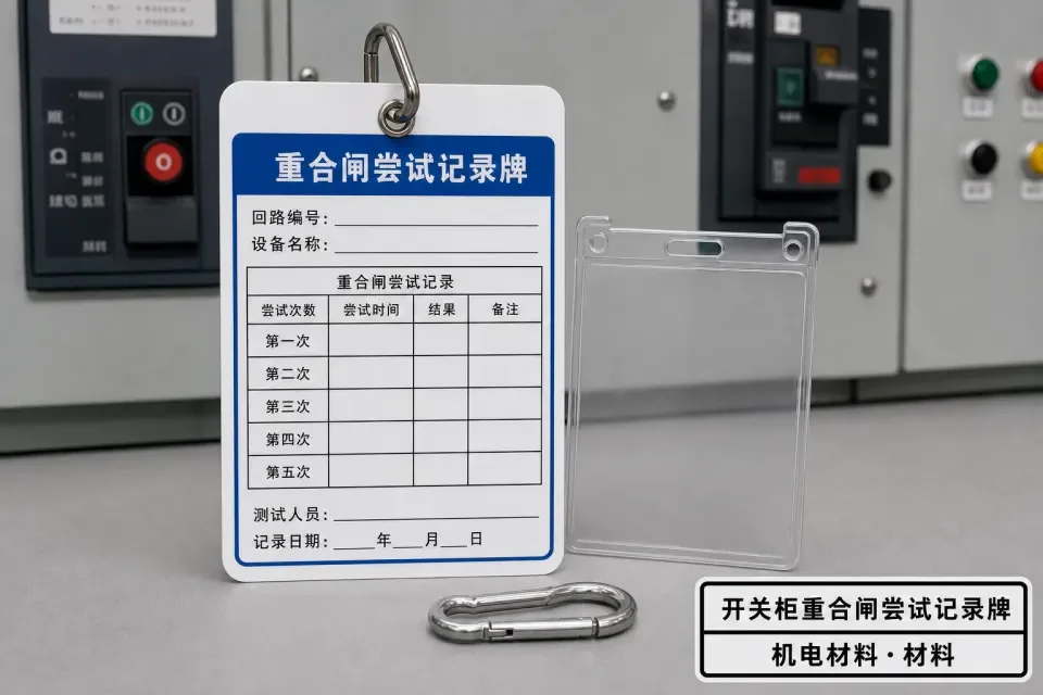 开关柜重合闸尝试记录牌实拍参考图