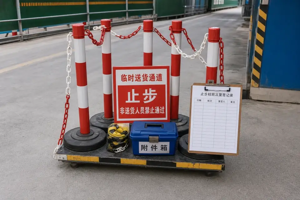 临时送货通道止步柱班次复签套件实拍参考图