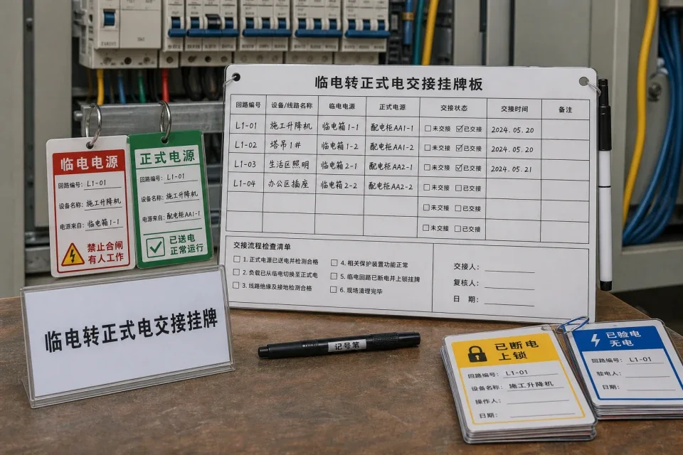发电机临电接入挂牌实拍参考图