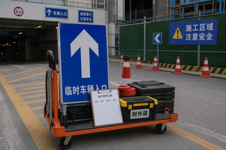 临时车辆入口箭头面板班次复签套件实拍参考图